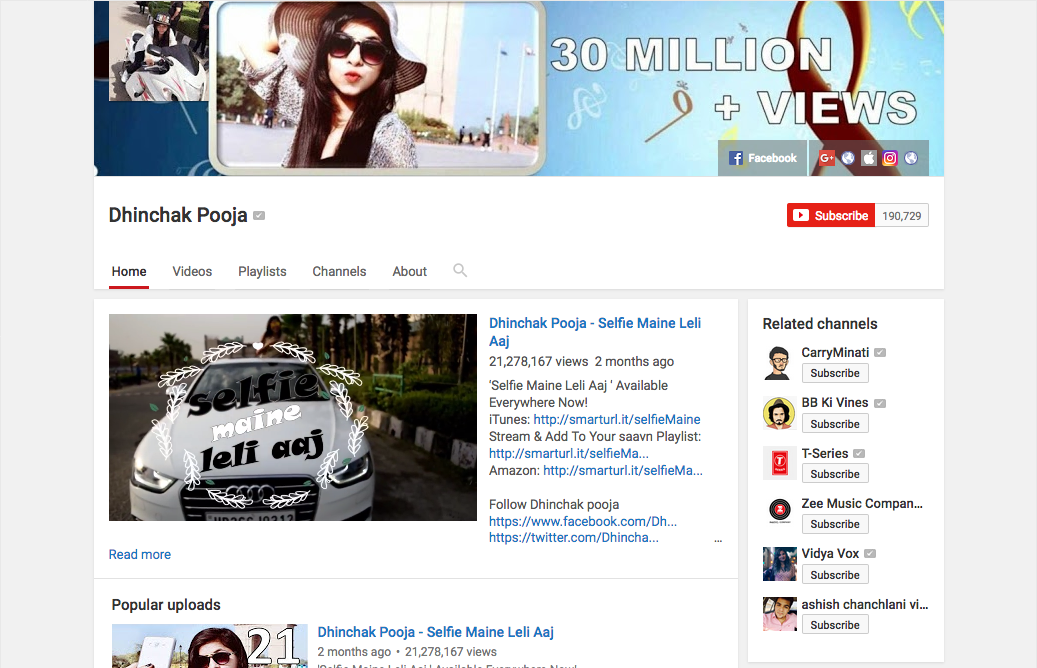 Dhinchak Pooja Youtube Videos Are Back